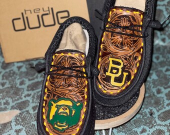 Baylor and Sheridan Floral Game Day Leather Hey Dude’s