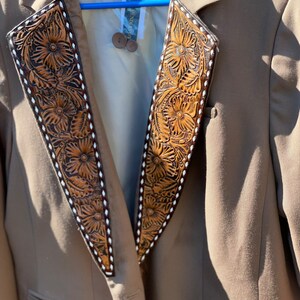 As seen in COWgirl Magazine Custom Hand Tooled Leather Lapels for Sportscoat Blazer image 10