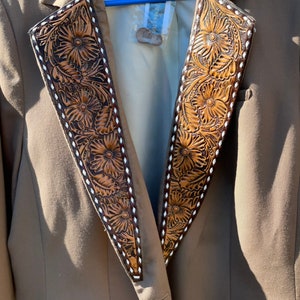 As seen in COWgirl Magazine Custom Hand Tooled Leather Lapels for Sportscoat Blazer image 7