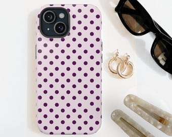 Pink & Lavender Polka Dot Phone Case /  Summer Retro Dot MagSafe iPhone Case / Samsung S26