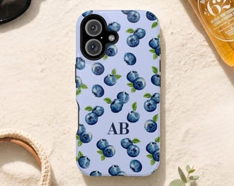 Personalized Blueberry Phone Case / Retro Berry Monogram Phone Case | Cute Summer Magnetic Impact-Resistant Case