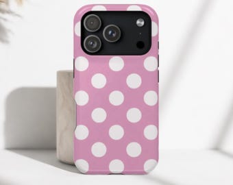 Baby Pink Polka Dot Phone Case / Cute Girly Coquette MagSafe Phone Case / iPhone 17 16 15 14 13 Pro Plus Max / Samsung S26 Plus Ultra