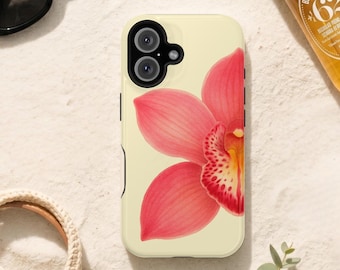 Tropical Orchid Floral Phone Case /  Watercolor Flower Phone Cover / Summer Beach Aesthetic iPhone and Samsung Case