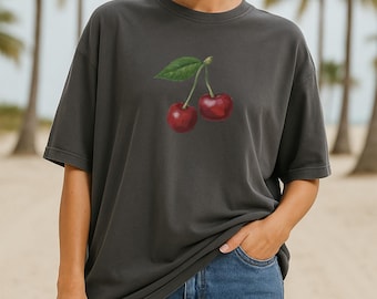 T-shirt rétro cerises / T-shirt d'été pour la plage / T-shirt vintage oversize Comfort Colors® à motifs de fruits / T-shirt cerises
