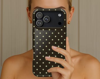 Chocolate Brown & Butter Yellow Polka Dot Phone Case / Retro Dot MagSafe iPhone Case / Trendy Fashion Phone Cover