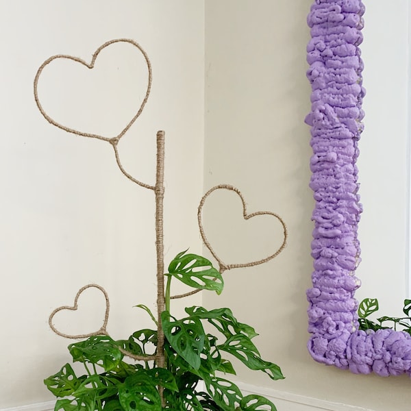 24 in Jute Twine & Bamboo Heart Plant Trellis for house plants