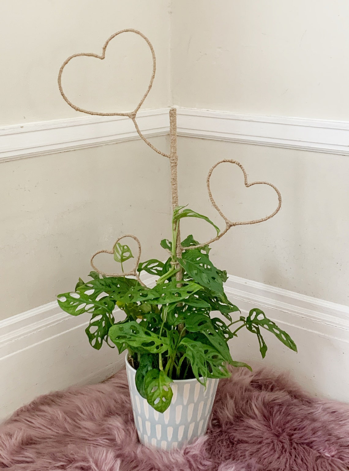 24 in Jute Twine & Bamboo Heart Plant Trellis for House Plants Etsy