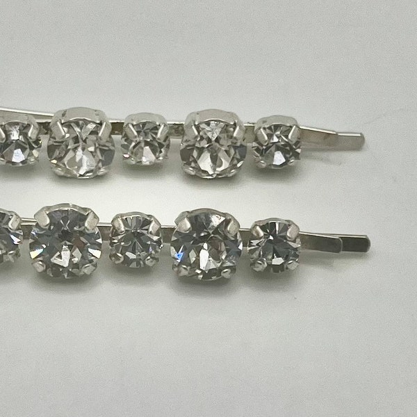 Swarovski crystal hair bling bobby pin clips silver plated hair jewelry.