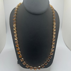 8mm ombre Swarovski crystal Anna Wintour tennis statement necklace in beautiful fall colors: smoked topaz, light topaz, silk.