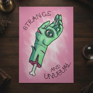 Strange and Unusal Zombie Hand Art Print, Tattoo Gothic Macabre Decor, Beetlejuice Quote image 1