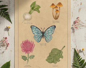 Animal Crossing Inspired Botanical Print, Cottagecore Cosy Gamer Decor