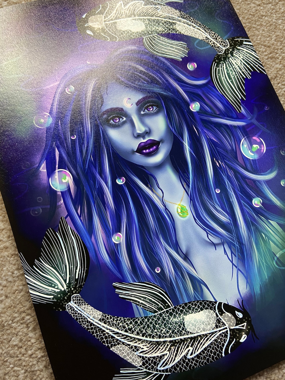 Pisces Goddess Woman Art Print Zodiac Fish Wall Art | Etsy