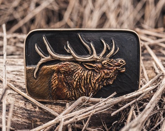 Crown of the Wild - Bronze Elk Belt Buckle
