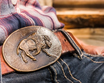 Wandering Bison - Bronze Belt Buckle