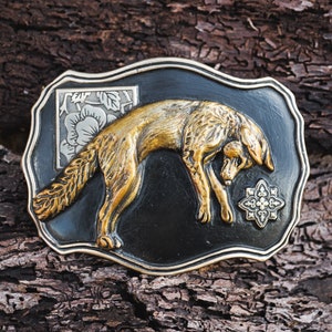 Leaping Fox-Bronze Belt Buckle
