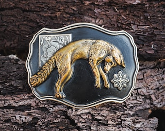 Leaping Fox-Bronze Belt Buckle