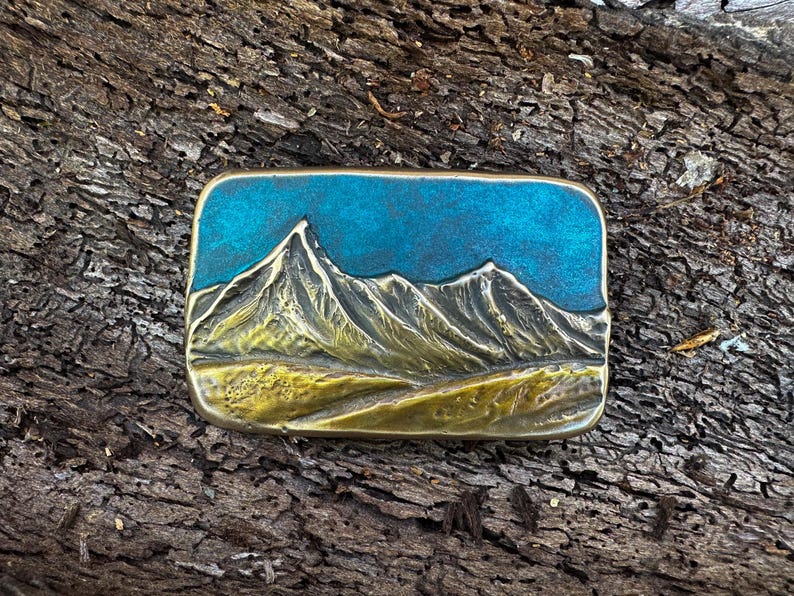 Summit Bound - Bronze Belt Buckle Blue