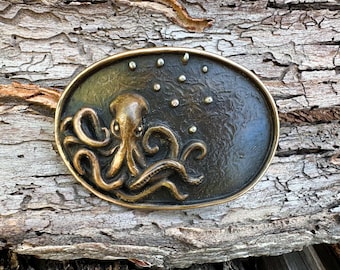 The Navigator - Bronze Octopus Belt Buckle