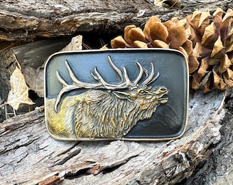 Crown of the Wild - Bronze Elk Belt Buckle