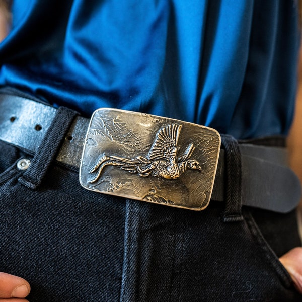 Flying Pheasant-Bronze Belt Buckle