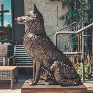 Vigilant-Life Size Wolf-Bronze Sculpture