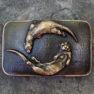 River Otters - Bronze Belt Buckle