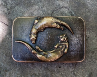 River Otters - Bronze Belt Buckle