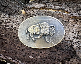 Wandering Bison - Bronze Belt Buckle