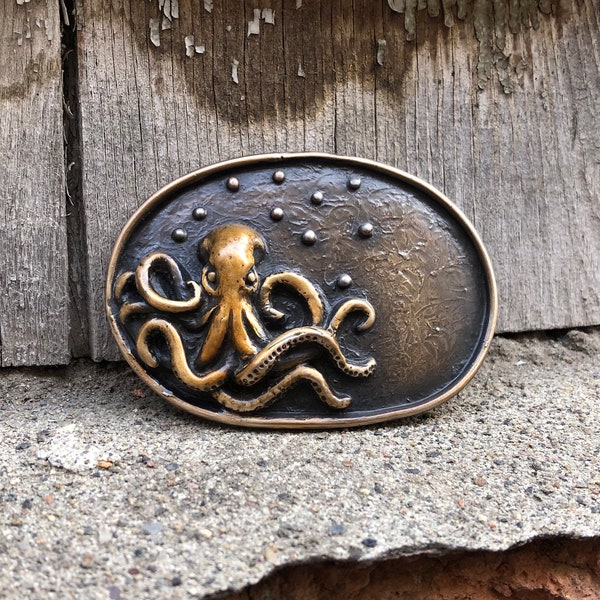Octopus Bronze Belt Buckle
