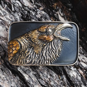 Raven-Bronze Belt Buckle