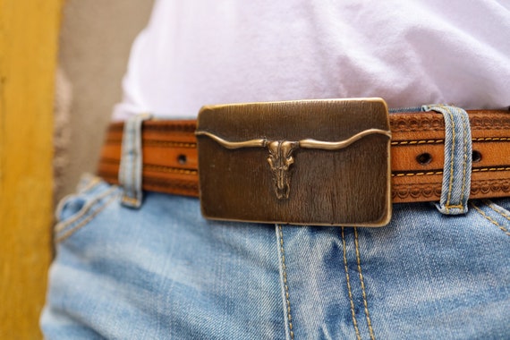 Longhorn Skull - Bronze Belt Buckle - Etsy display picture 1