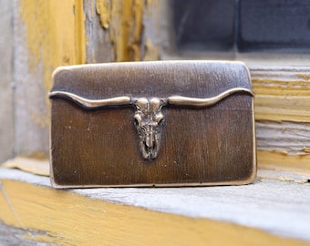 Longhorn Skull - Bronze Belt Buckle