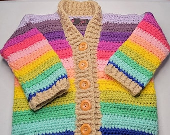 Children's Colorful Crocheted Cardigan
