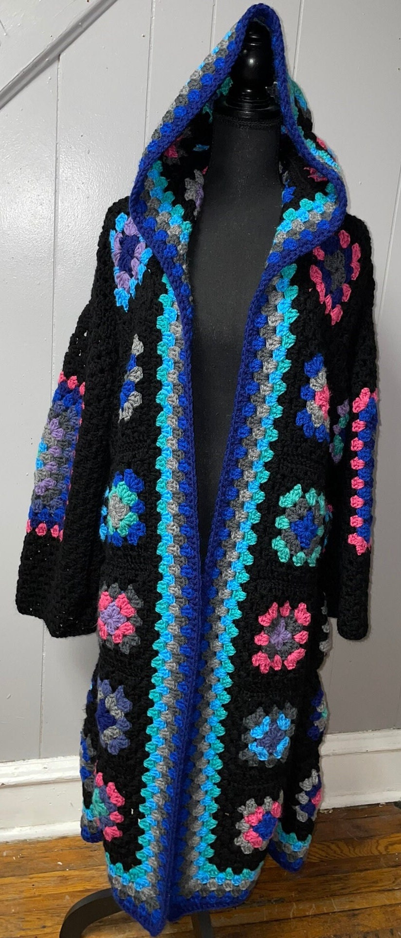 Black Granny Square Duster - Etsy
