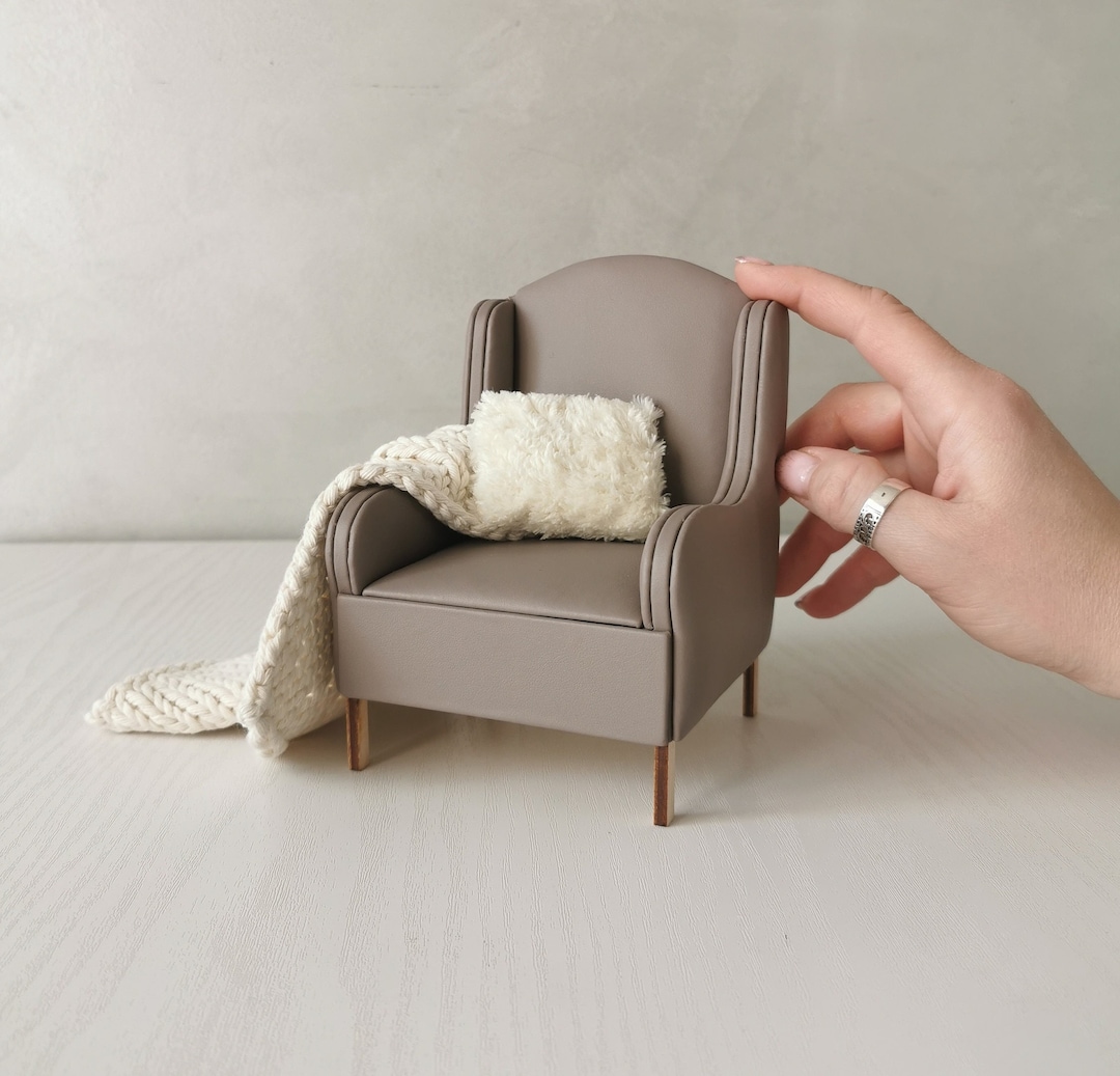 Armchair for Dolls From Artificial Leather. Scale 1/6. Furniture for
