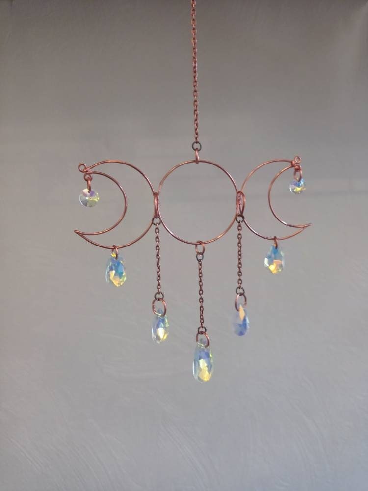 Suncatcher Triple Moon, Attrape Soleil Lune Simple, Sensor, Surpension Fenetre Lune, Witchyvibe, Jew