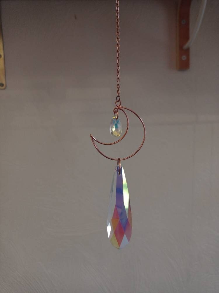 Sun Catcher Windows Crystal Prism, Suncatcher Moon, Attrape Soleil Pour Fenêtre Lune