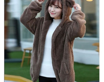 fluffy hoodie with ears