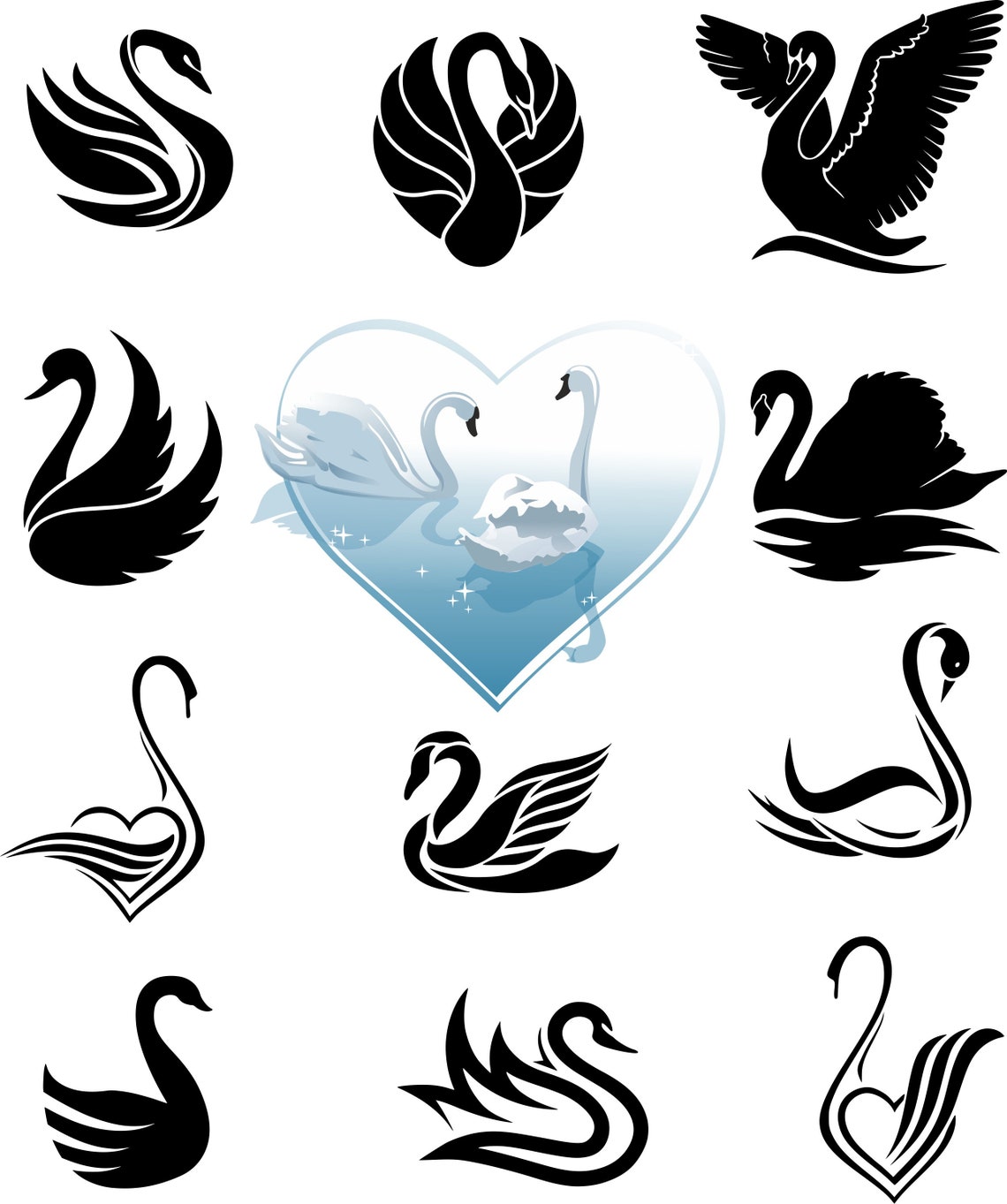 Swan Svg Bundle Swan Love Svg Swan SVG DXF PNG Swan | Etsy