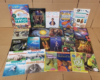80s illustrated books Lot Of 10 Science Nature Experimental Animal Educational Learn Kid Children Books Mix