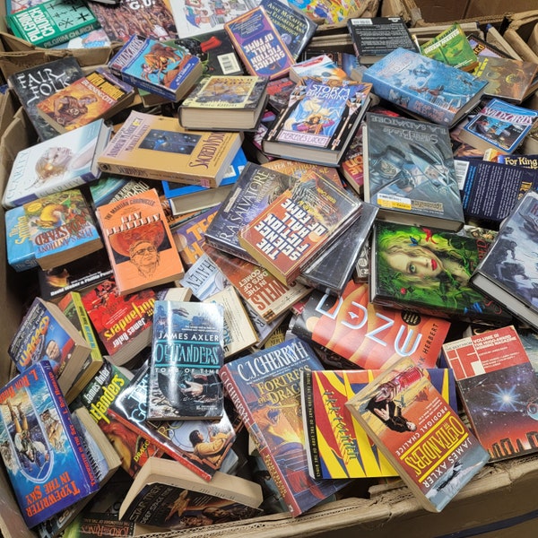 Science Fiction Fantasy Books by the Pound * Lot of 5 Pounds (Lbs) * Hardback/Softcover  Random Mix Unsorted Sci-Fi Rare ***FREE SHIPPING***