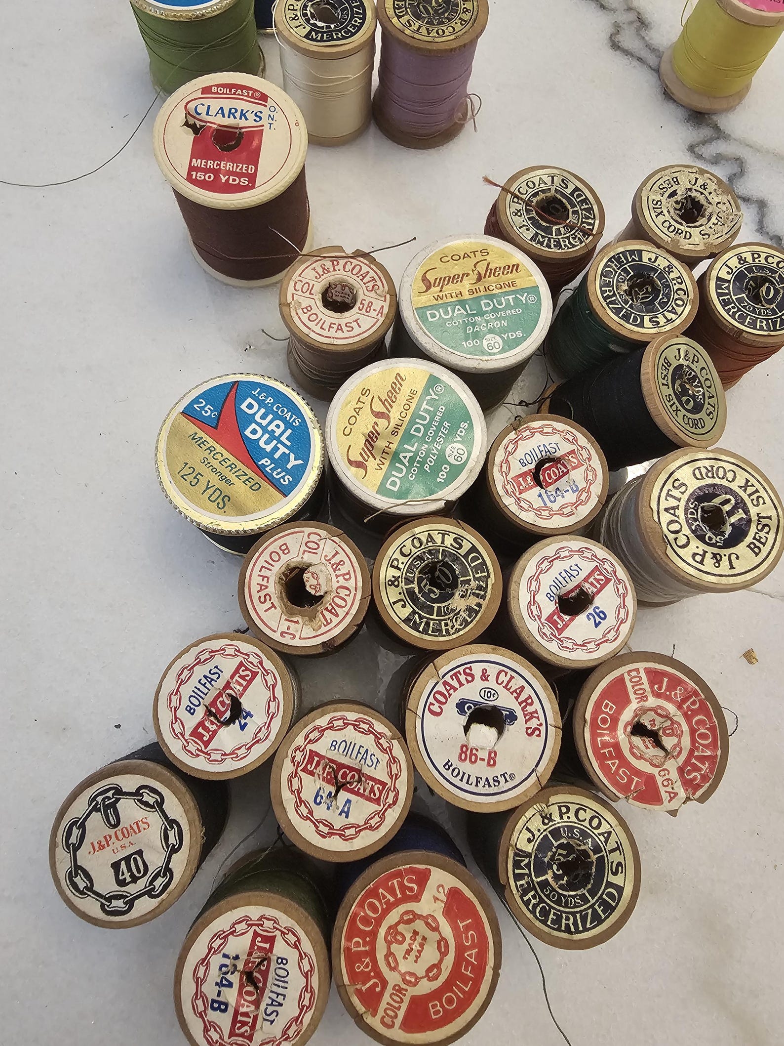 Vintage Wooden Spools Thread Cotton and Coats Star Belding & More ...