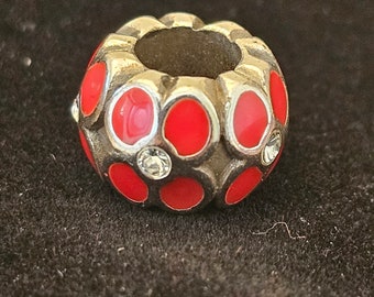 Vintage Brighton Röd/Silver Blomma Berlock Mellanlägg