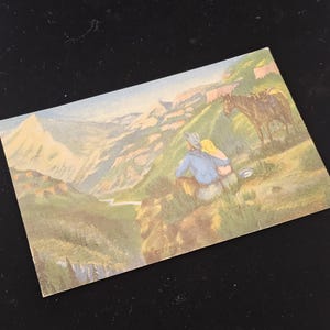 L.H. Larsen 1939 Cowboy Artista e Poeta Pintura a Óleo Cartão Postal Vintage