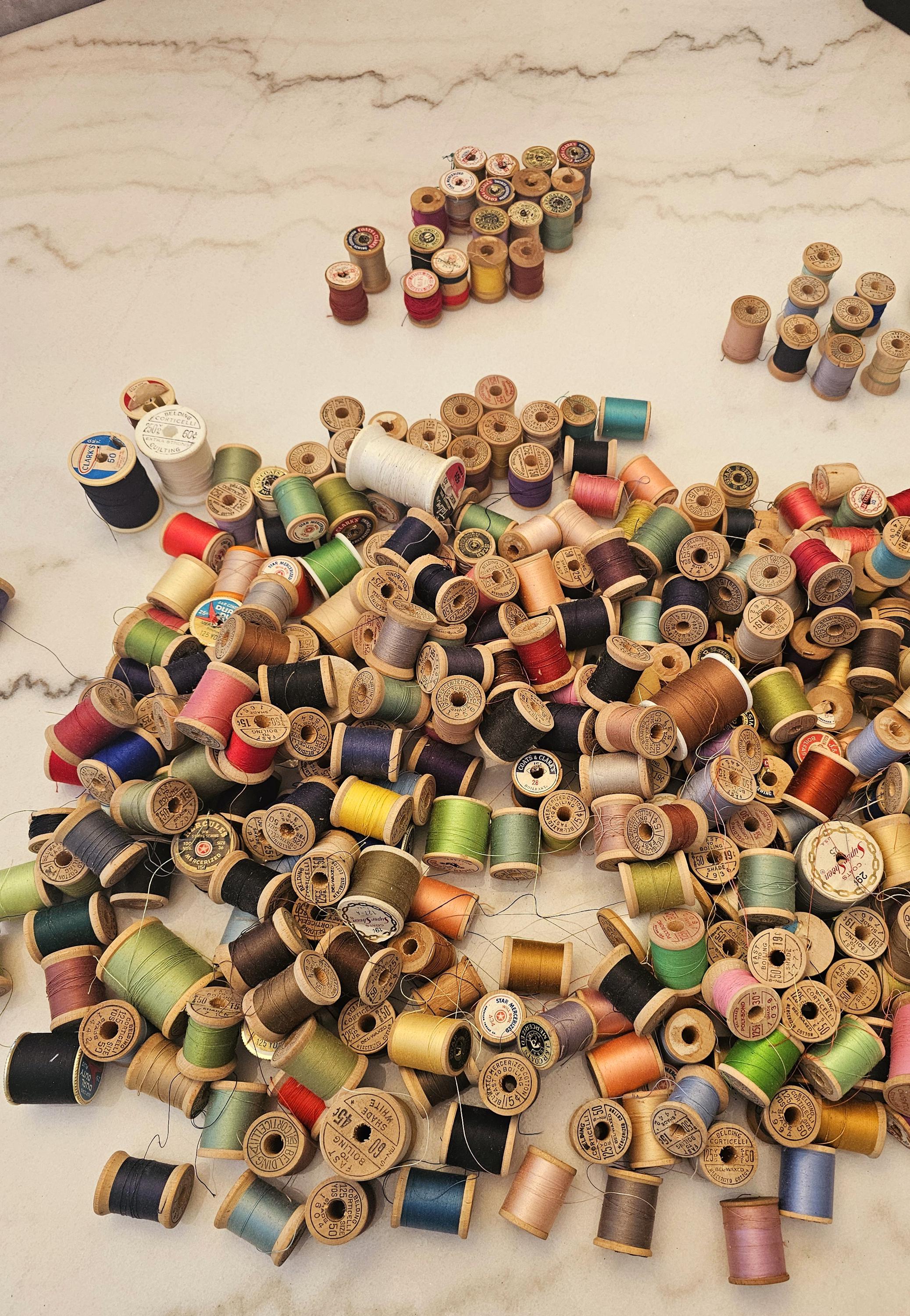 Vintage Wooden Spools Thread Cotton and Coats Star Belding & More ...