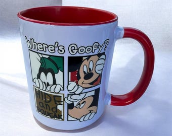 Mickey and Goofy Hide and Squeak Keramikbecher | Rote Henkel Kaffeetasse