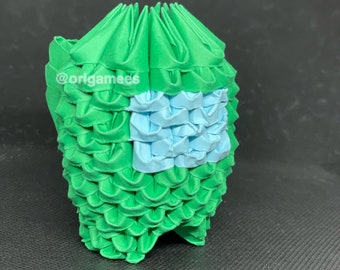 3D Origami Dunkelgrün unter uns Charakter