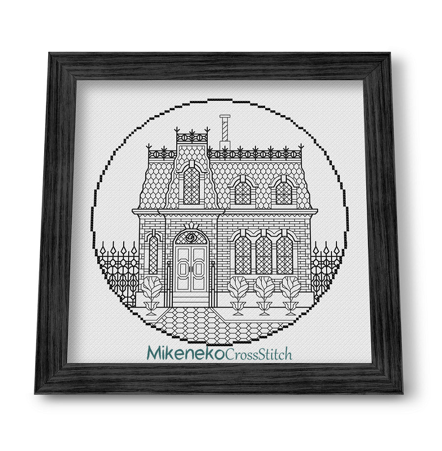 Architectural blackwork cross stitch pattern Victorian | Etsy
