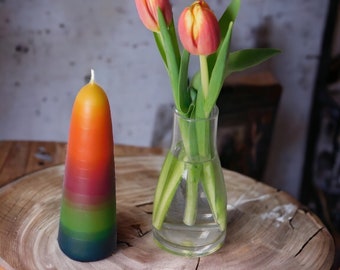 Bunte Kerze aus 100% Bienenwachs, Regenbogenkerze