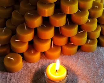 Pack of 100 tea lights made from 100% beeswax, without aluminum cover